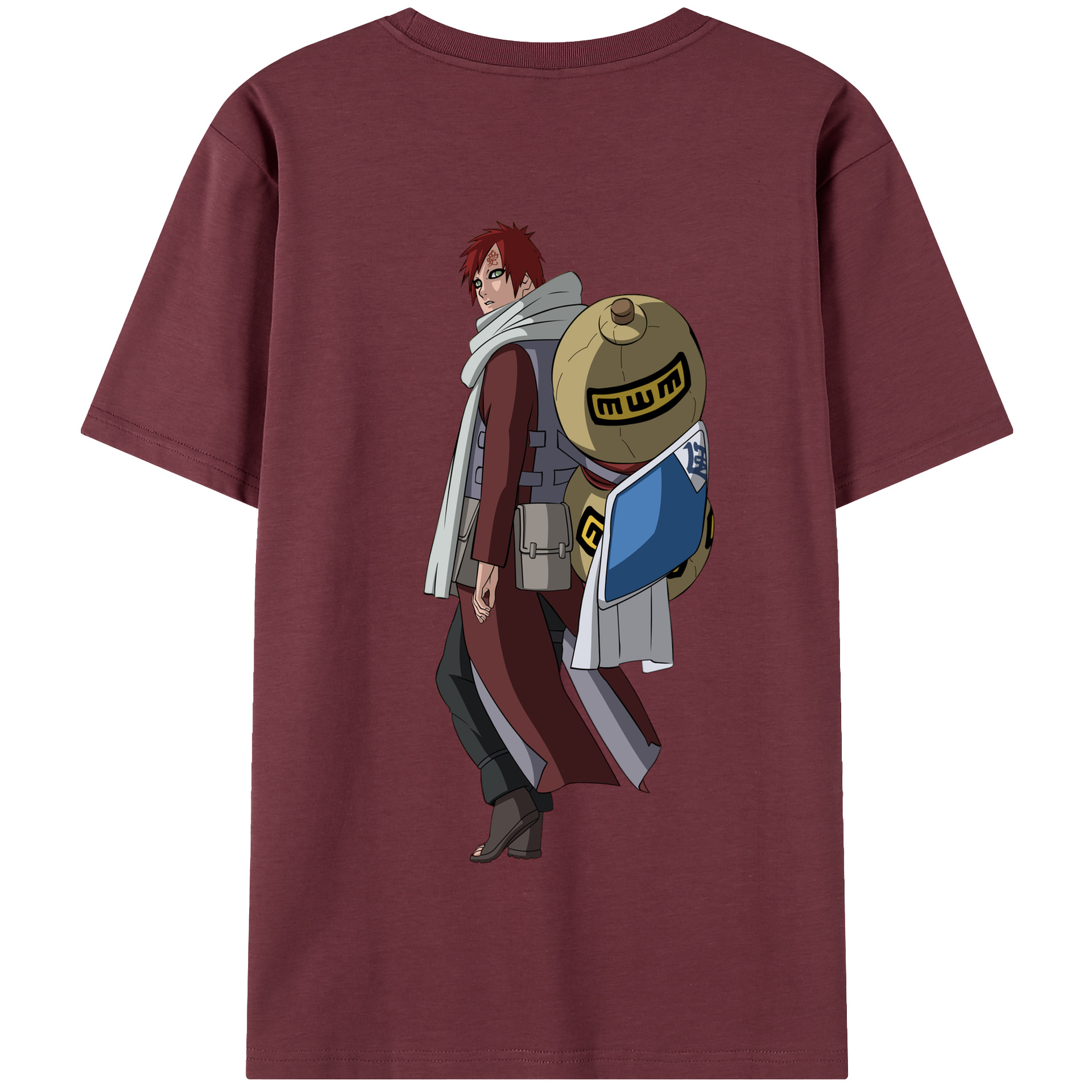 （画像用） NARUTO -ナルト- ガアラ Gaara 綿100％半袖Tシャツ（背面プリント）